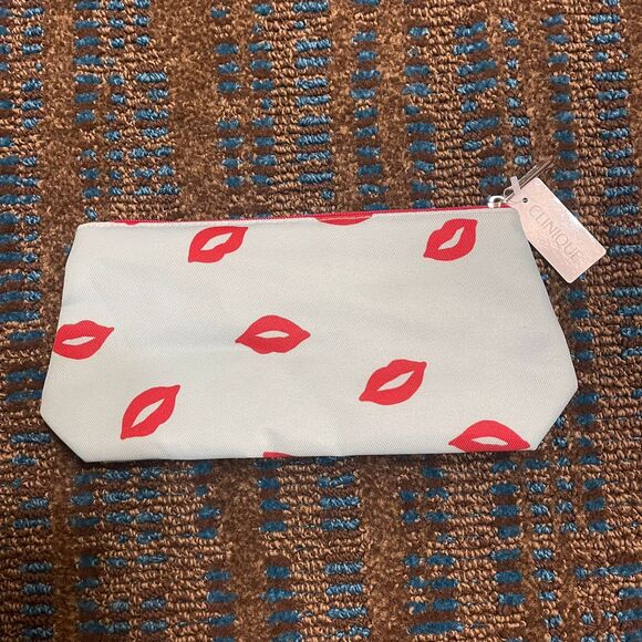 NWT Clinique x Kate Spade New York Cosmetic Makeup Bag Red Lip Print Pouch Case - Picture 7 of 7